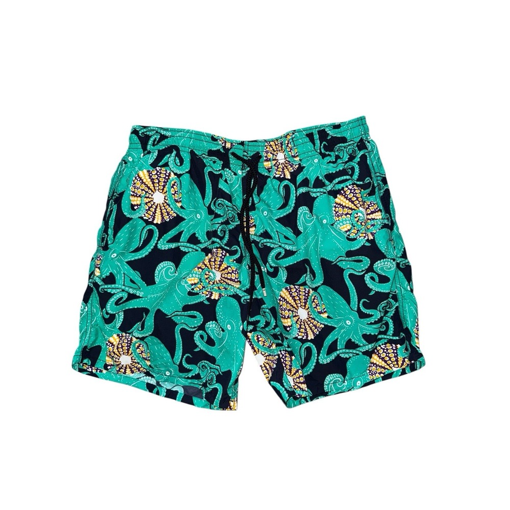 Vilebrequin Swim Trunks Mens XXXL Green Octopus Urchin Print Moorea Board Shorts